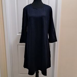 New! Rachel Roy Knit Dress Black Blue Animal Print Womens XL 3/4 Sleeve